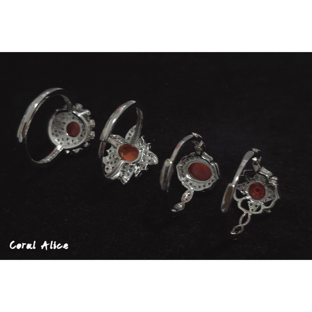 🌟Coral珊寶手作-天然紅珊瑚/阿卡珊瑚造型戒指(活圍) CO3P1-594-細節圖5