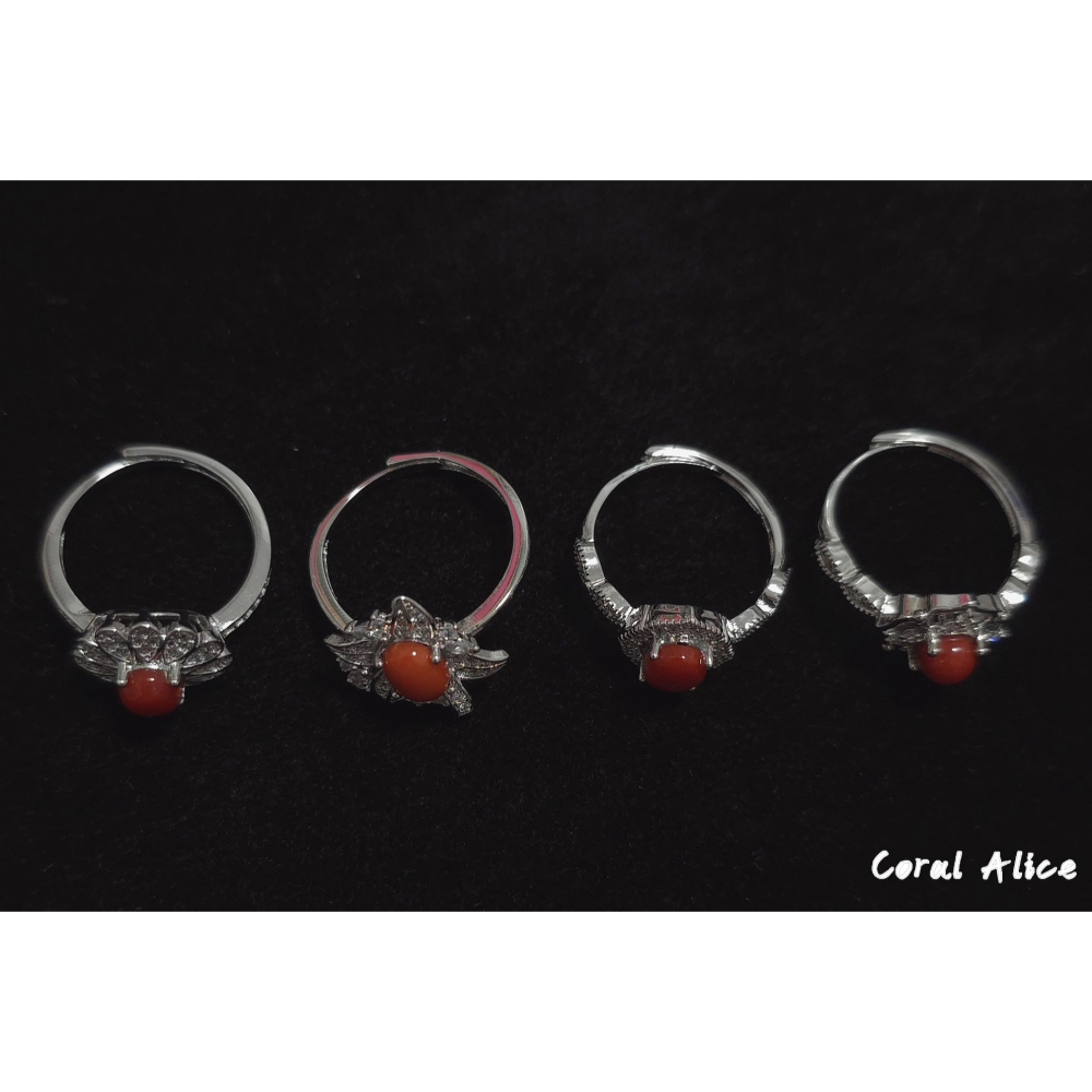 🌟Coral珊寶手作-天然紅珊瑚/阿卡珊瑚造型戒指(活圍) CO3P1-594-細節圖6