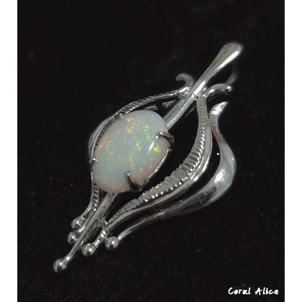 🌟Coral珊寶手作-天然蛋白石/歐泊925銀造型項墜 30.6*17.9mm SL2P1-513-細節圖3