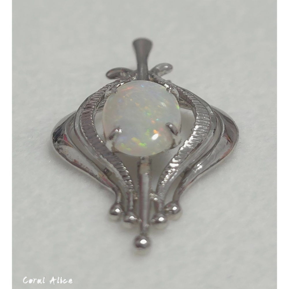 🌟Coral珊寶手作-天然蛋白石/歐泊925銀造型項墜 30.6*17.9mm SL2P1-513-細節圖8