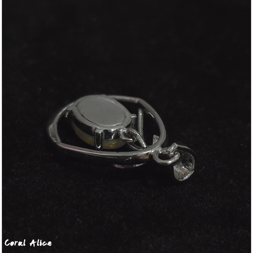 🌟Coral珊寶手作-天然蛋白石/歐泊925銀造型項墜 26.7*15.4mm SL2P1-515-細節圖5