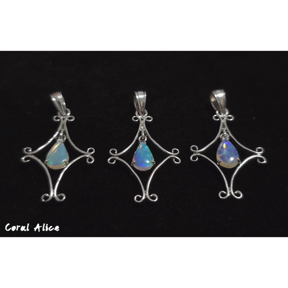 🌟Coral珊寶手作-天然歐泊/蛋白石925銀造型項墜 31-33mm SL2P1-516-細節圖4