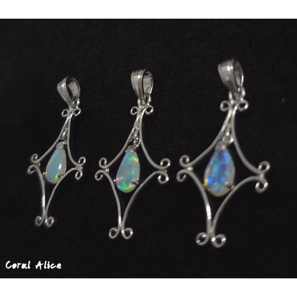 🌟Coral珊寶手作-天然歐泊/蛋白石925銀造型項墜 31-33mm SL2P1-516-細節圖5