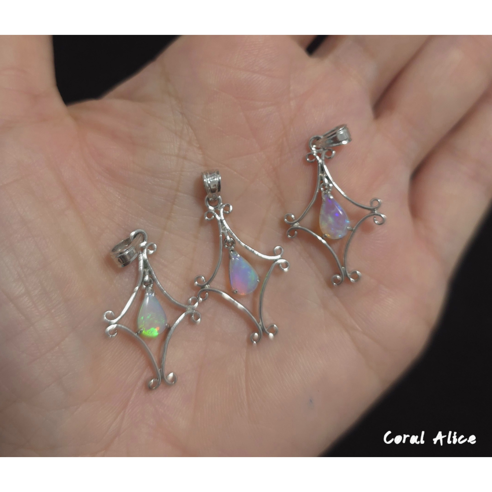 🌟Coral珊寶手作-天然歐泊/蛋白石925銀造型項墜 31-33mm SL2P1-516-細節圖7