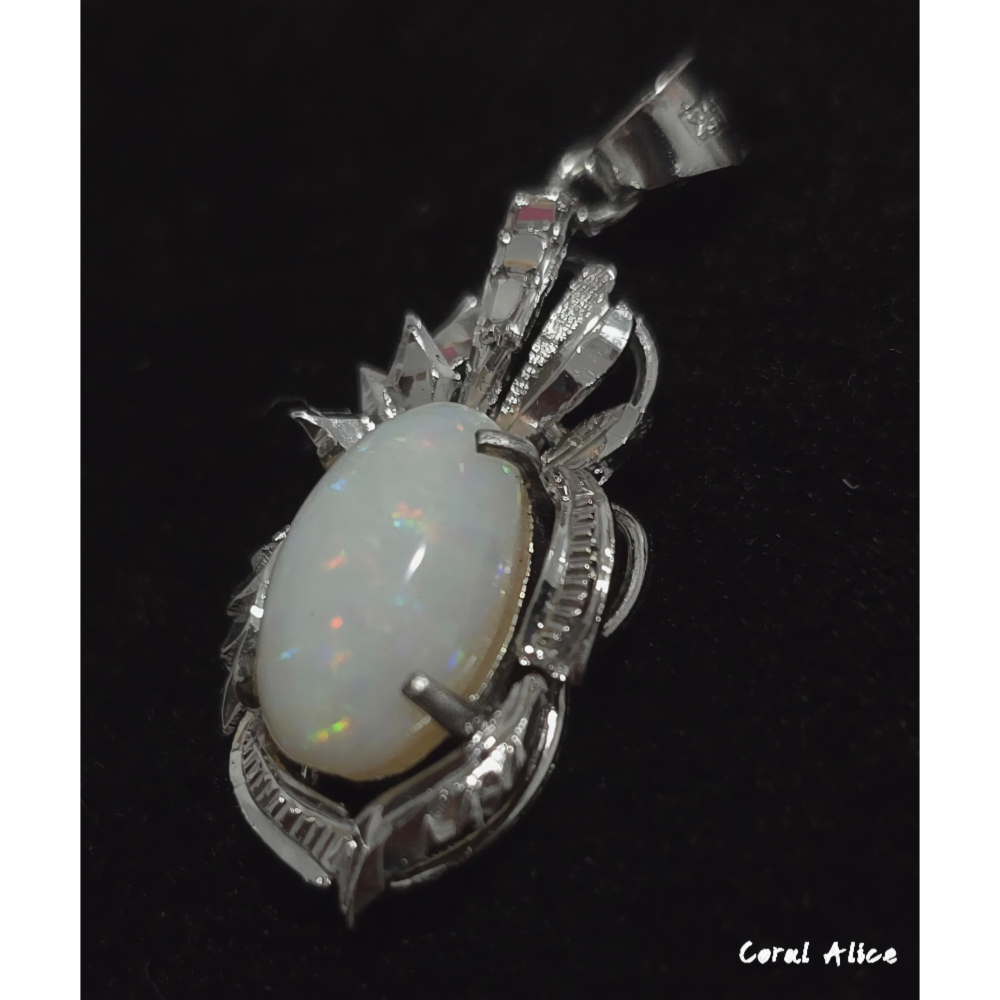 🌟Coral珊寶手作-天然歐泊/蛋白石925銀造型項墜 31.5mm SL2P1-520-細節圖3