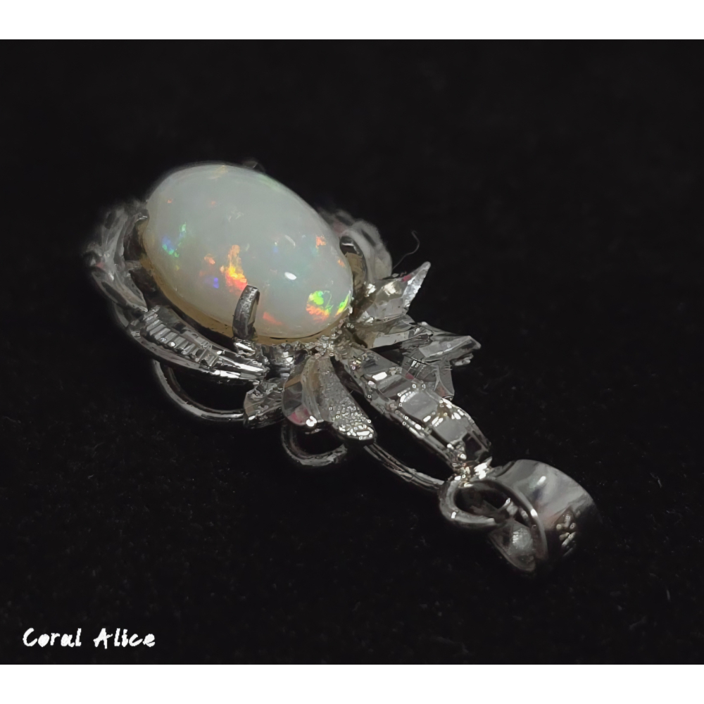 🌟Coral珊寶手作-天然歐泊/蛋白石925銀造型項墜 31.5mm SL2P1-520-細節圖4