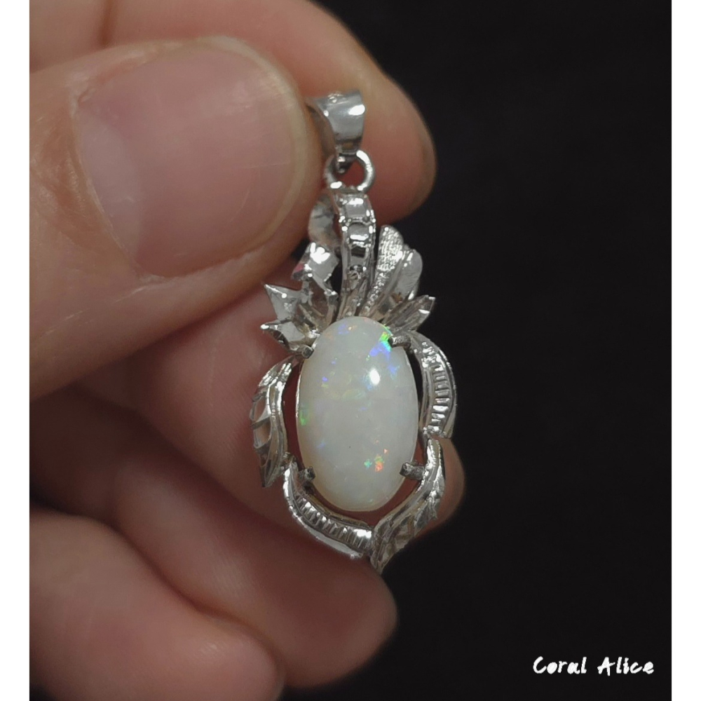 🌟Coral珊寶手作-天然歐泊/蛋白石925銀造型項墜 31.5mm SL2P1-520-細節圖7