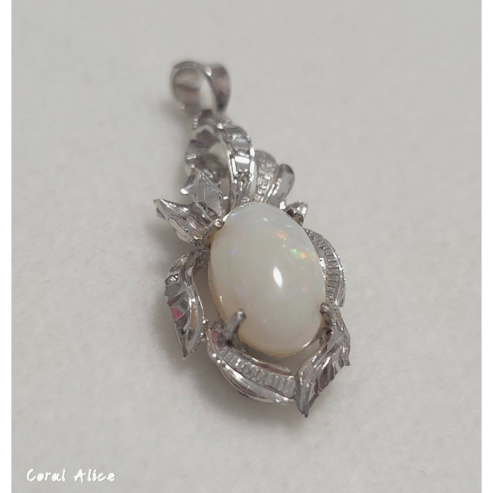 🌟Coral珊寶手作-天然歐泊/蛋白石925銀造型項墜 31.5mm SL2P1-520-細節圖8