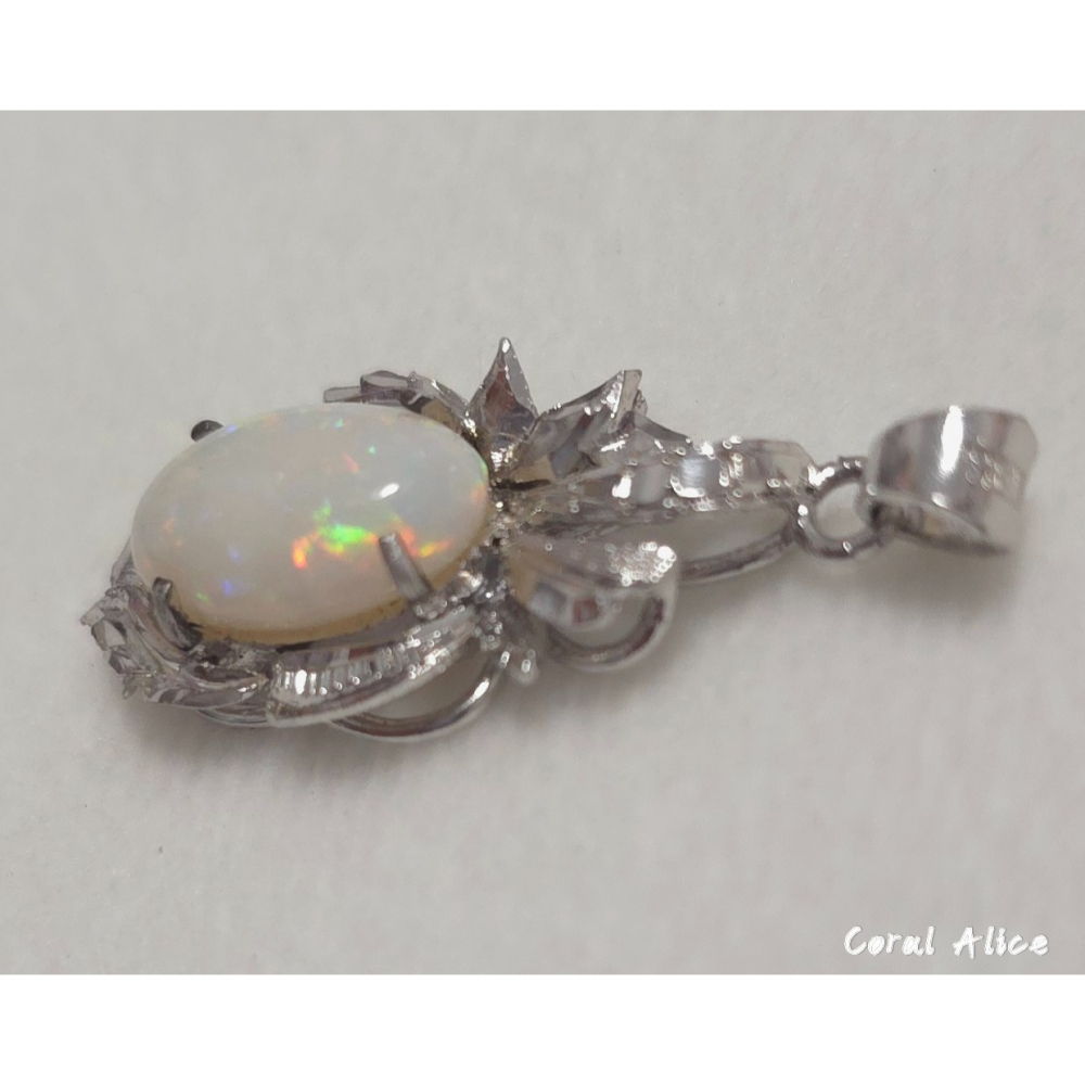 🌟Coral珊寶手作-天然歐泊/蛋白石925銀造型項墜 31.5mm SL2P1-520-細節圖9