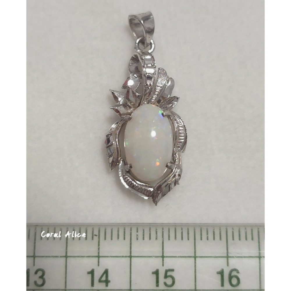 🌟Coral珊寶手作-天然歐泊/蛋白石925銀造型項墜 31.5mm SL2P1-520-細節圖11