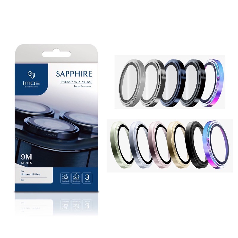 ￼imos 藍寶石 鏡頭保護貼 適用 iPhone 15 Pro Max 15 Plus i14 鏡頭貼 保護貼 鏡頭框-細節圖2