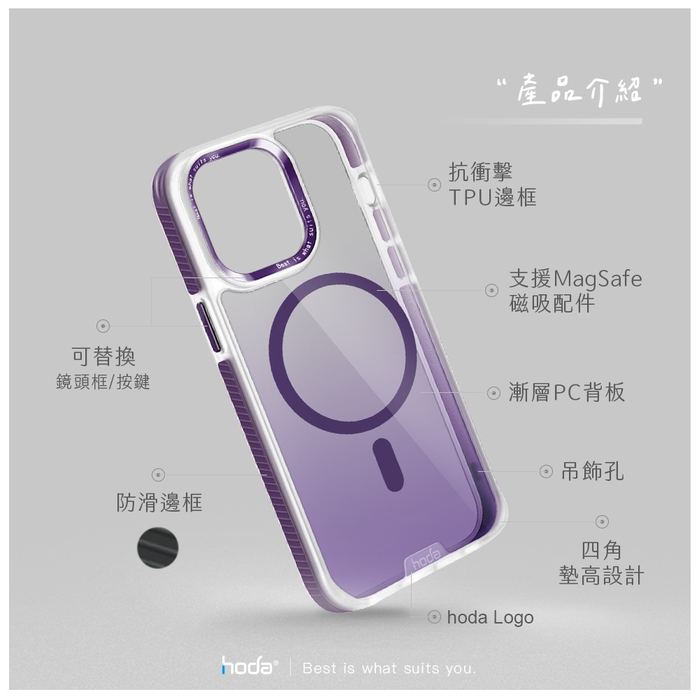hoda 彩石軍規防摔保護殼 MagSafe iPhone15/14 系列 手機殼 保護殼-細節圖3