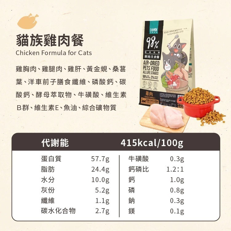 【買1.8公斤送250g克】怪獸部落 貓用 98%鮮肉主食糧 800G / 1.8kg-細節圖4