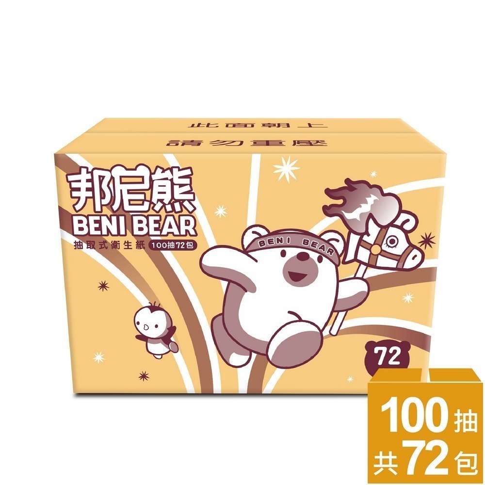 (免運)【BeniBear邦尼熊】抽取式衛生紙100抽12包6袋/箱-細節圖3