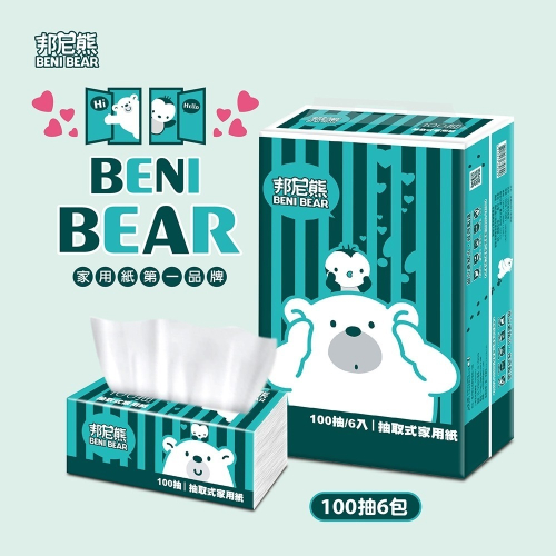 (免運)【BeniBear邦尼熊】Tiffany藍條紋抽取式家用紙100抽6包8袋/箱