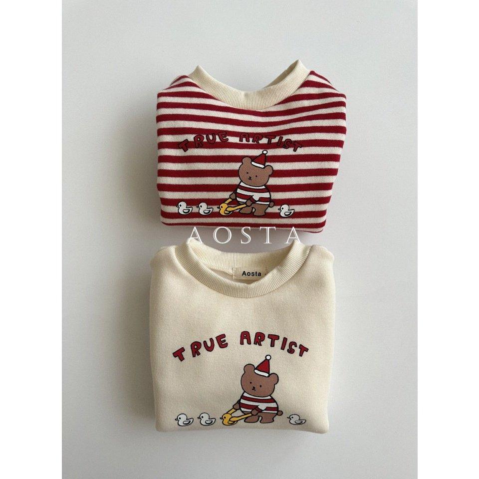 【兩件免運】韓國🇰🇷童裝 Aosta 聖誕熊熊上衣 兒童上衣 聖誕節服裝 女童上衣 男童上衣  韓國代購-細節圖2