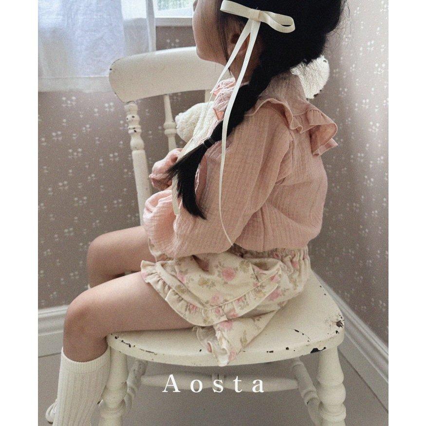 【兩件免運】韓國🇰🇷童裝 Aosta 氣質荷葉翻領襯衫 兒童上衣 女童上衣 幼稚園穿搭 韓國代購-細節圖3