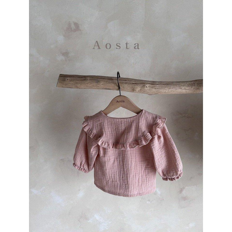 【兩件免運】韓國🇰🇷童裝 Aosta 氣質荷葉翻領襯衫 兒童上衣 女童上衣 幼稚園穿搭 韓國代購-細節圖5