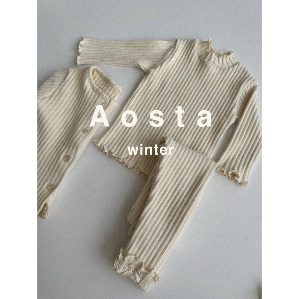 現貨+預購【兩件免運】韓國🇰🇷童裝 Aosta 木耳邊壓紋抗條上衣 兒童上衣 兒童內搭 女寶上衣 女寶內搭 女寶穿搭 韓-細節圖3