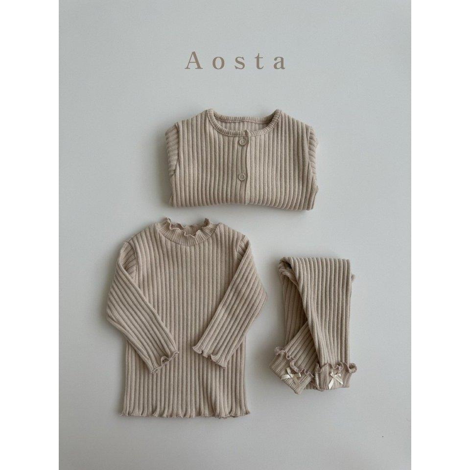 現貨+預購【兩件免運】韓國🇰🇷童裝 Aosta 木耳邊壓紋抗條上衣 兒童上衣 兒童內搭 女寶上衣 女寶內搭 女寶穿搭 韓-細節圖4