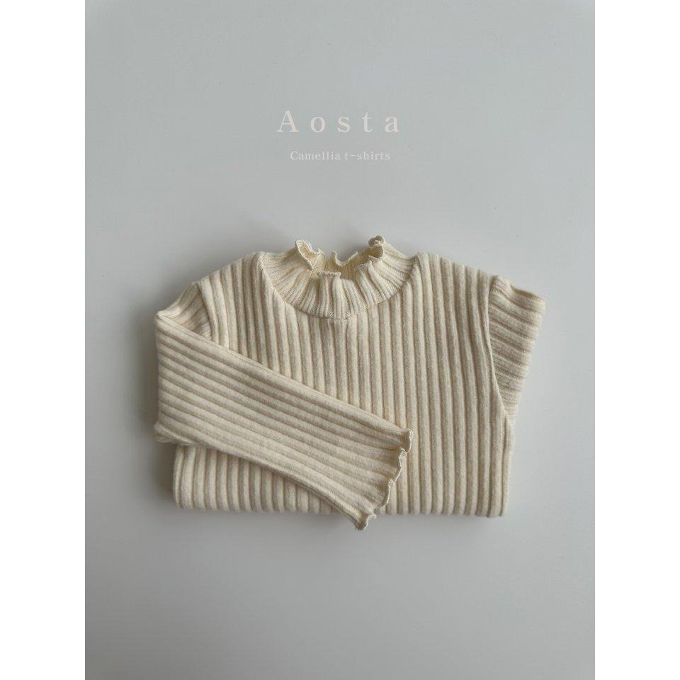 現貨+預購【兩件免運】韓國🇰🇷童裝 Aosta 木耳邊壓紋抗條上衣 兒童上衣 兒童內搭 女寶上衣 女寶內搭 女寶穿搭 韓-細節圖6