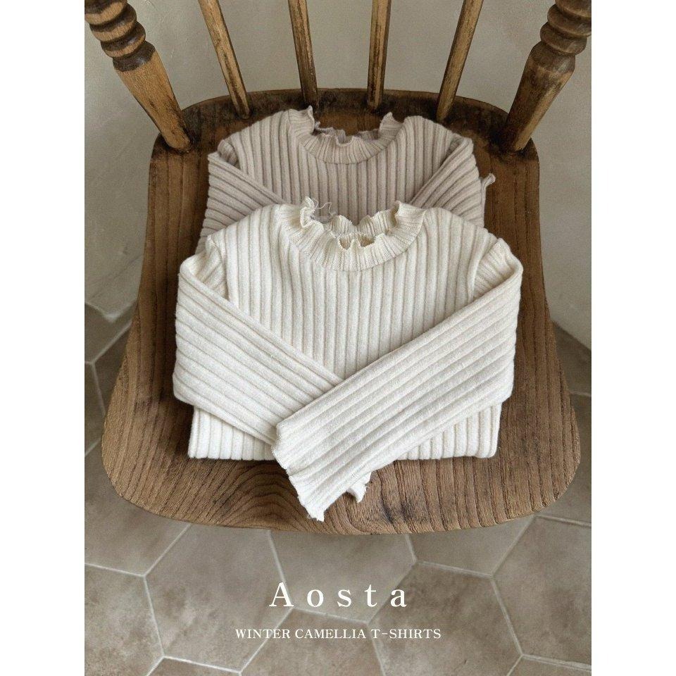 現貨+預購【兩件免運】韓國🇰🇷童裝 Aosta 木耳邊壓紋抗條上衣 兒童上衣 兒童內搭 女寶上衣 女寶內搭 女寶穿搭 韓-細節圖8