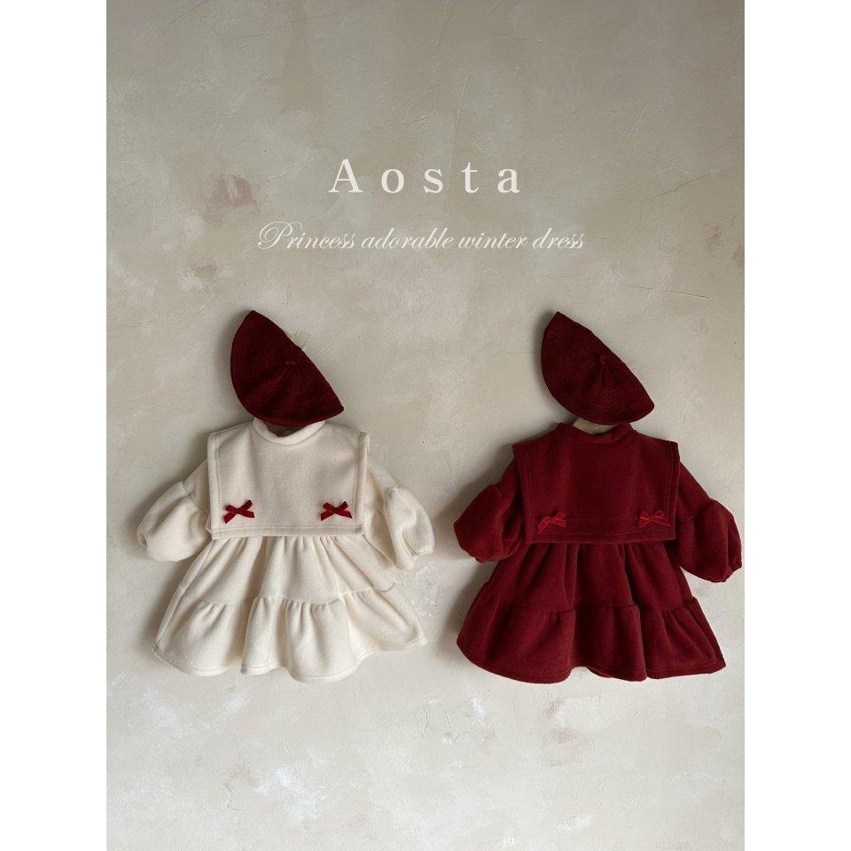 【兩件免運】韓國🇰🇷童裝 Aosta氣質澎秀毛絨洋裝 周歲洋裝 連身裙 女童可愛洋裝 裙子 聖誕節   韓國代購-細節圖3
