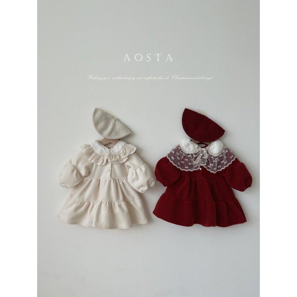 【兩件免運】韓國🇰🇷童裝 Aosta氣質澎秀毛絨洋裝 周歲洋裝 連身裙 女童可愛洋裝 裙子 聖誕節   韓國代購-細節圖4