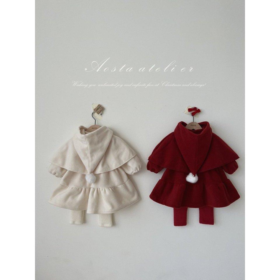 【兩件免運】韓國🇰🇷童裝 Aosta氣質澎秀毛絨洋裝 周歲洋裝 連身裙 女童可愛洋裝 裙子 聖誕節   韓國代購-細節圖5