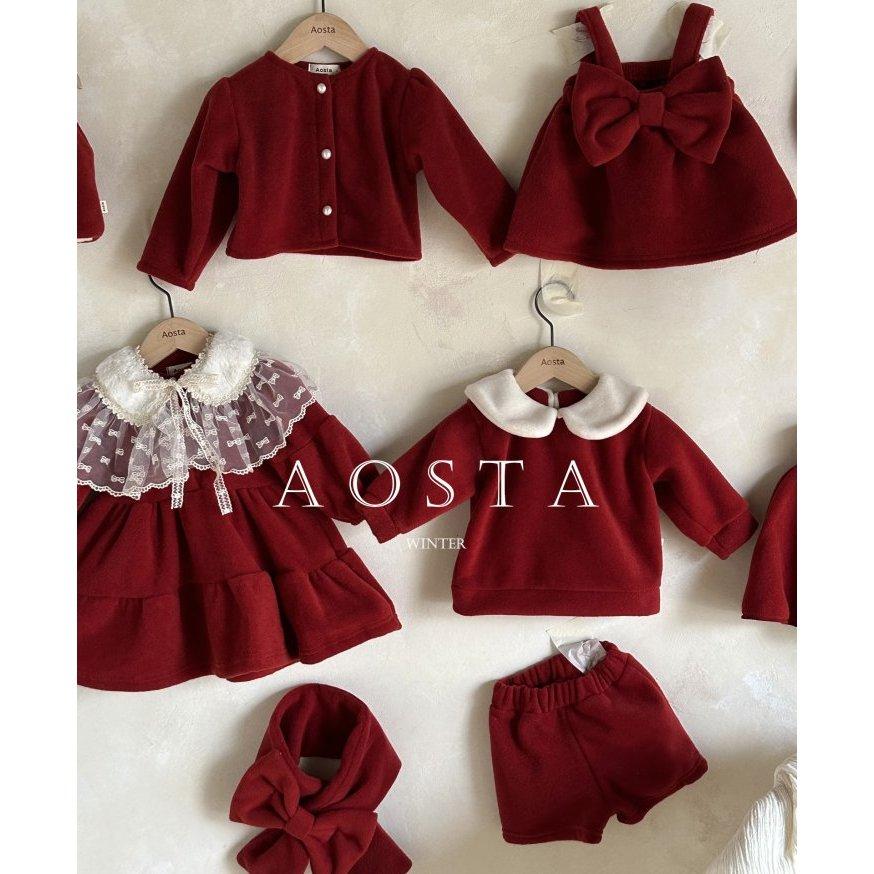 【兩件免運】韓國🇰🇷童裝 Aosta 蝴蝶結吊帶上衣 兒童上衣 女童上衣 女童可愛洋裝 裙子 聖誕節   韓國代購-細節圖2
