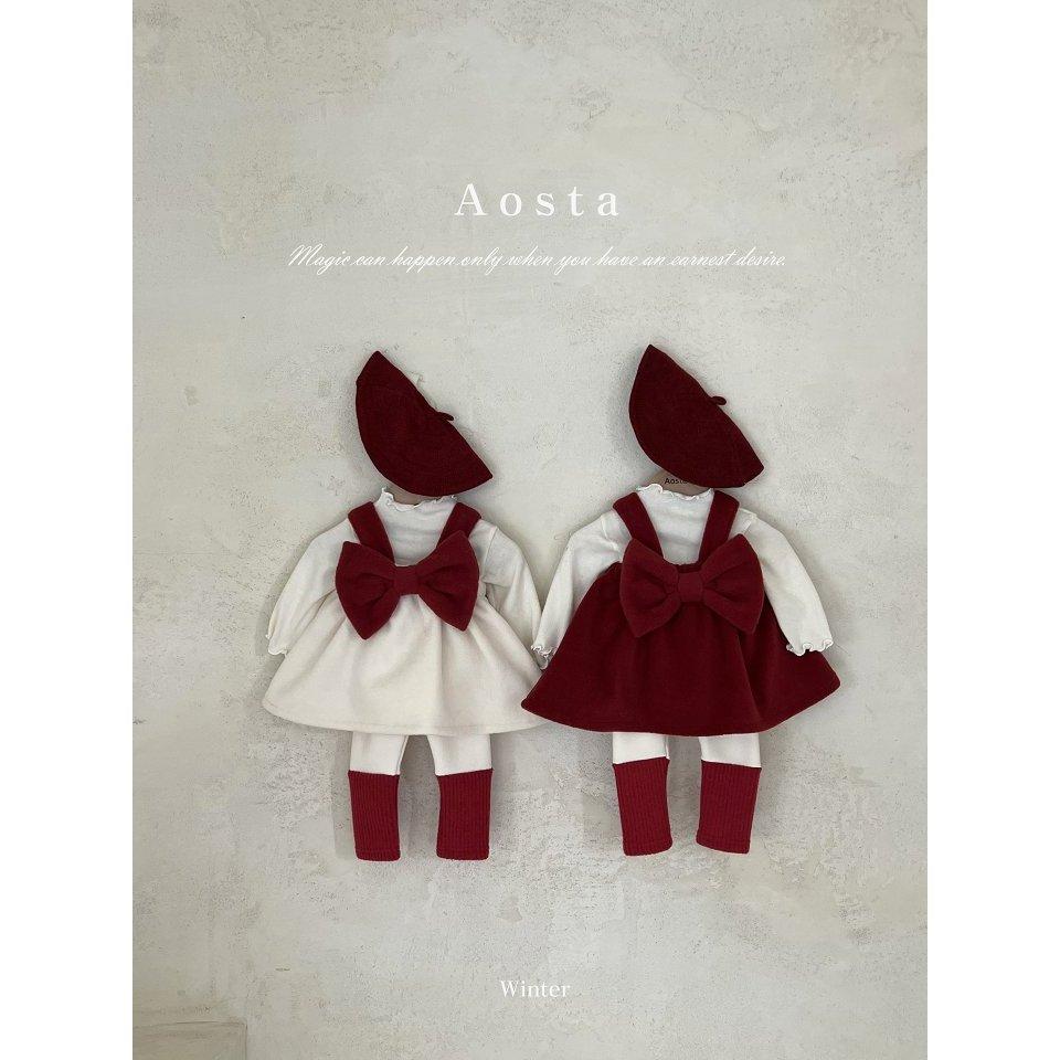 【兩件免運】韓國🇰🇷童裝 Aosta 蝴蝶結吊帶上衣 兒童上衣 女童上衣 女童可愛洋裝 裙子 聖誕節   韓國代購-細節圖4