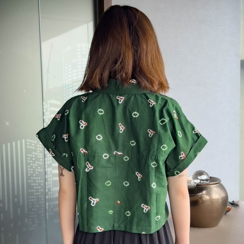 PUPUT 可愛少女風短版襯衫 - Dark Green 深墨綠 - PUP001-細節圖3