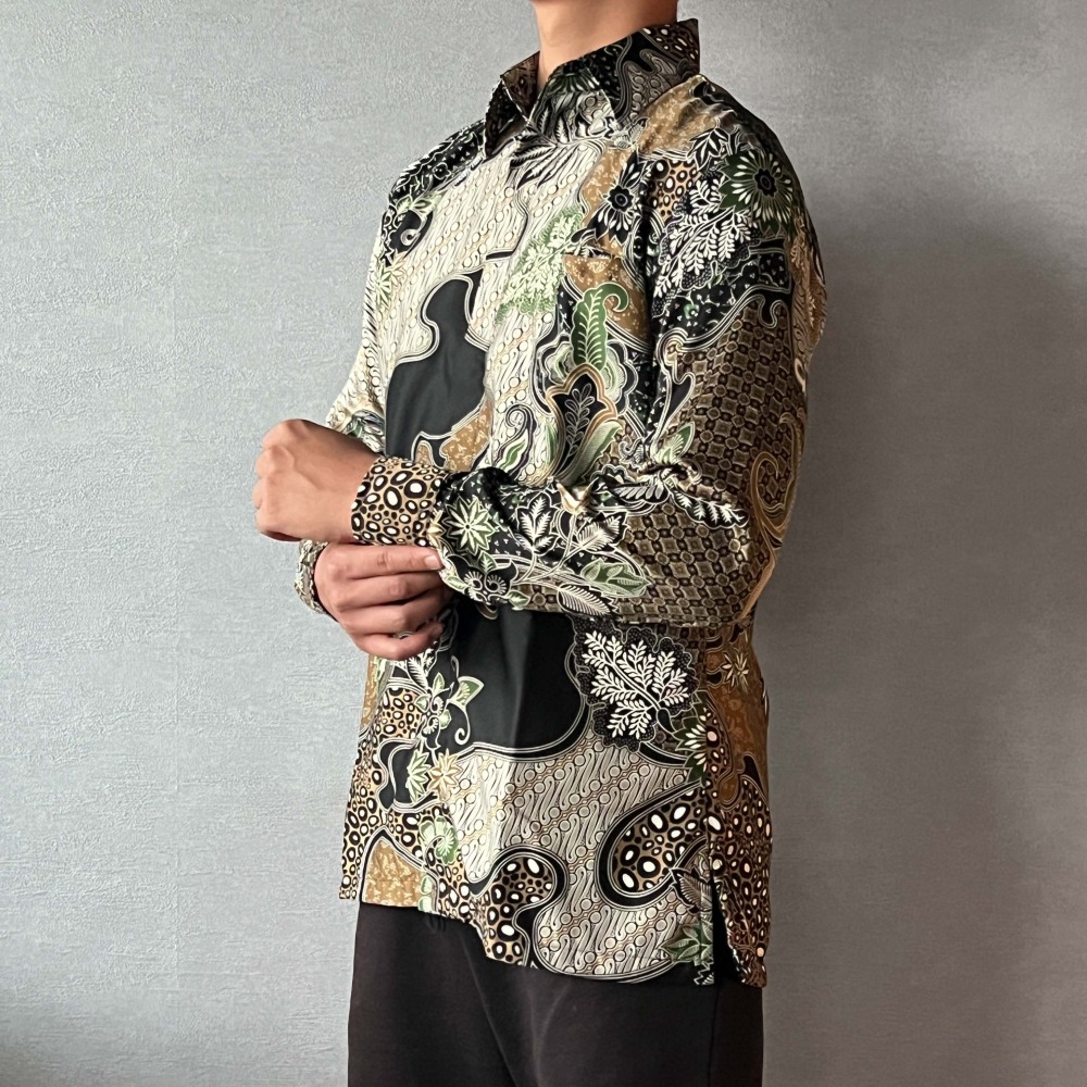 BRAHMA 印尼蠟染緞面長袖襯衫 - Golden Leaf 金枝玉葉 - BRM001-細節圖2