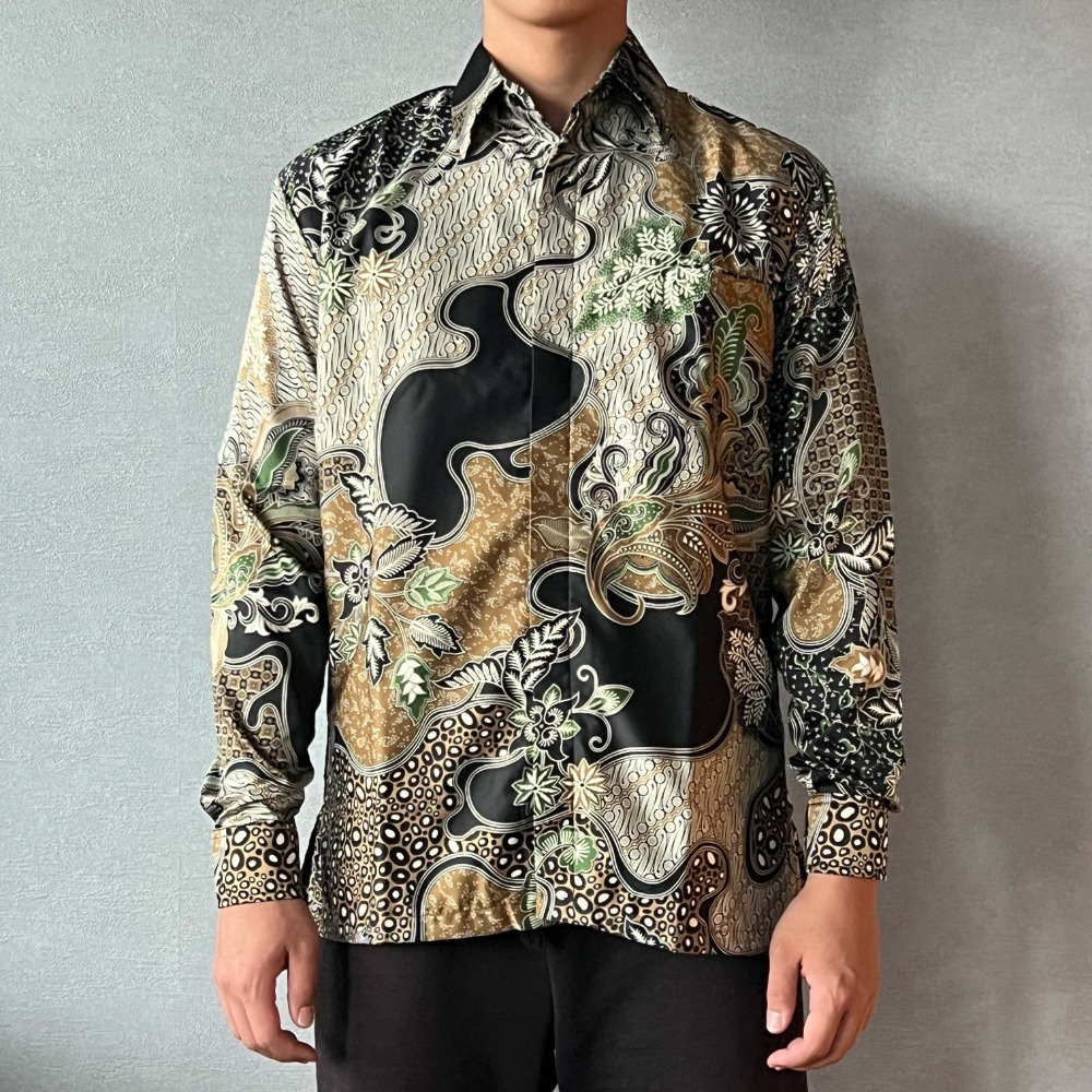 BRAHMA 印尼蠟染緞面長袖襯衫 - Golden Leaf 金枝玉葉 - BRM001-規格圖4