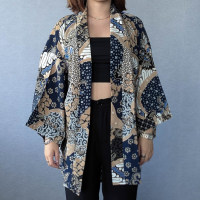 NAKURA 輕薄涼爽和服罩衫 - Terra Blue 棕藍 - NAK002