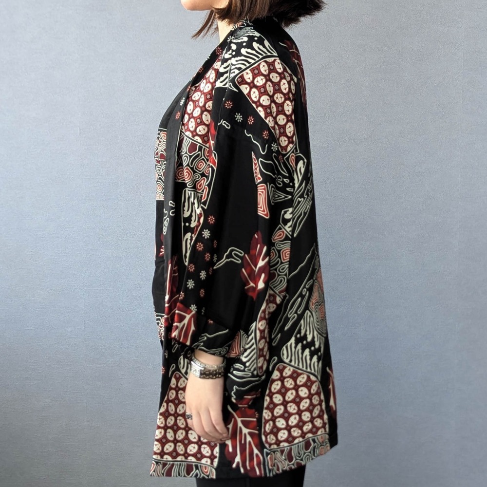 NAKURA 輕薄涼爽和服罩衫 - Black Red 黑紅 - NAK005-細節圖3