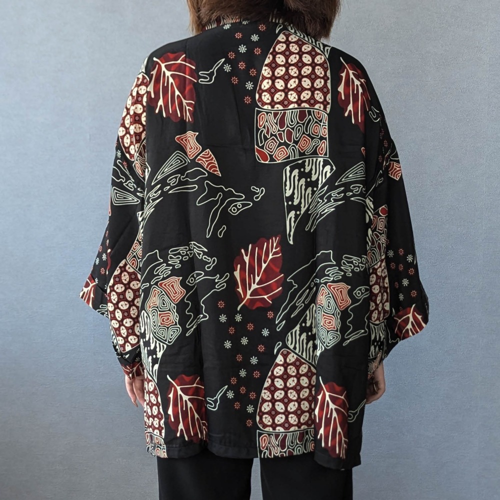 NAKURA 輕薄涼爽和服罩衫 - Black Red 黑紅 - NAK005-細節圖4