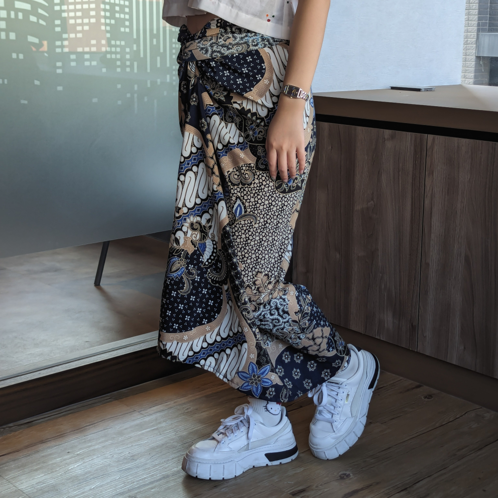 SADEVA 休閒度假風娘惹衫裙 - Terra Blue 棕藍 - SAD006-細節圖2