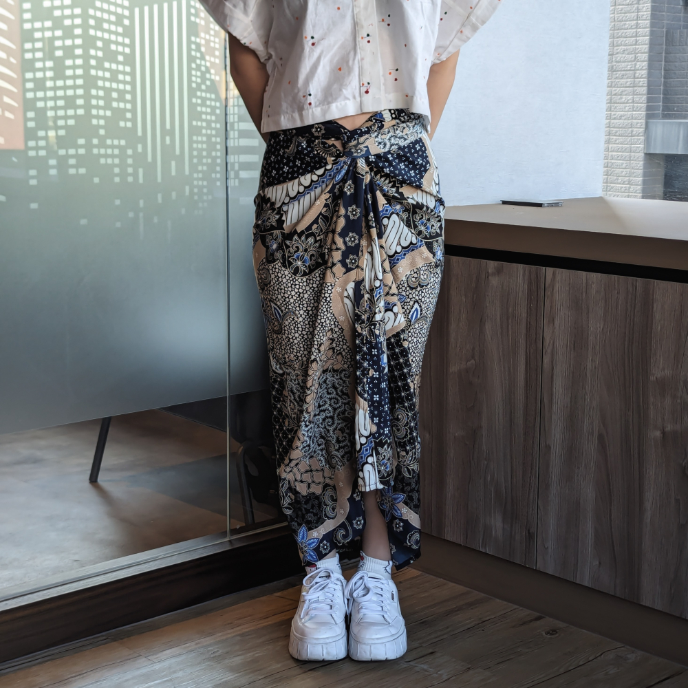 SADEVA 休閒度假風娘惹衫裙 - Terra Blue 棕藍 - SAD006-細節圖3