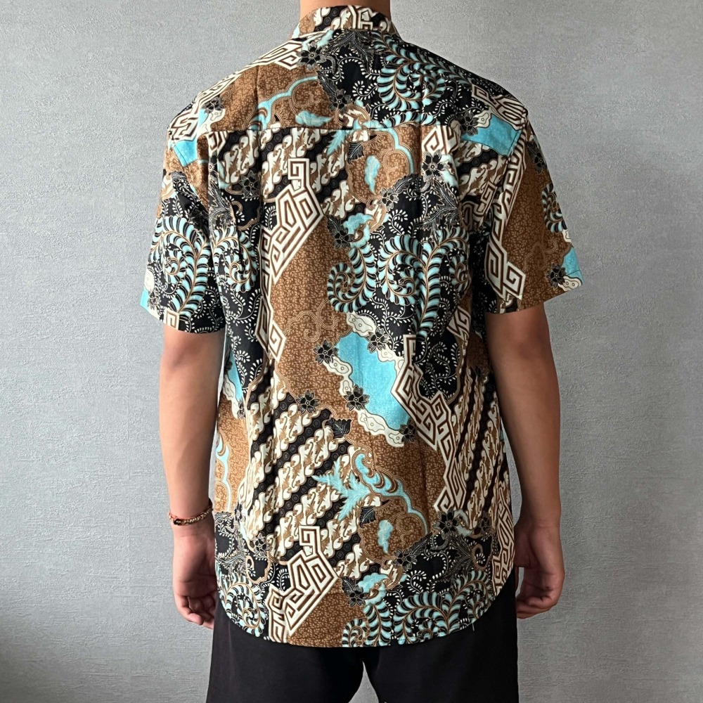 ARJUNA 大尺碼短袖襯衫 - Bronze Aqua 水棕黑 - ARJ001-細節圖4