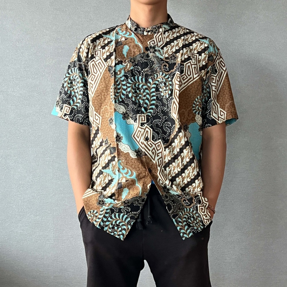 ARJUNA 大尺碼短袖襯衫 - Bronze Aqua 水棕黑 - ARJ001-細節圖5