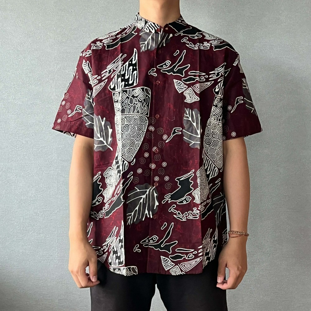 ARJUNA 大尺碼短袖襯衫 - Red Leaf 紅白灰 - ARJ002-規格圖5