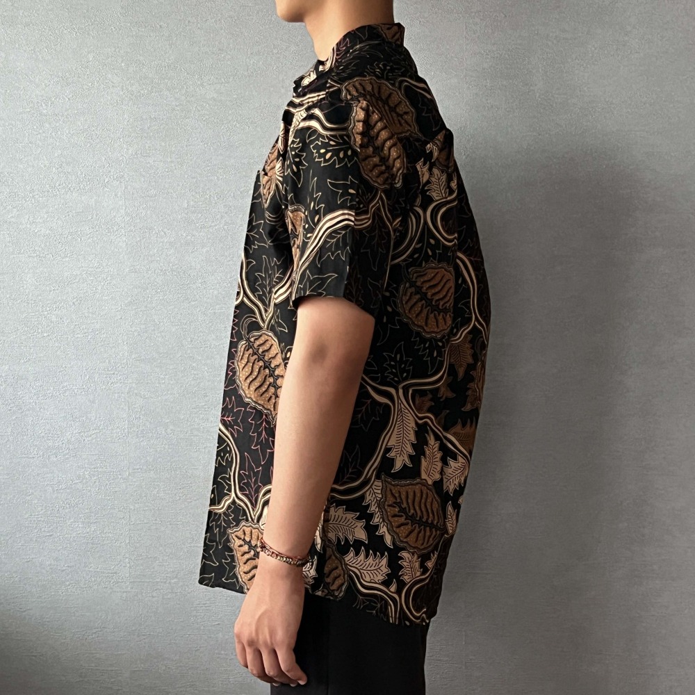 ARJUNA 大尺碼短袖襯衫 - Black Brown 黑棕葉 - ARJ005-細節圖3