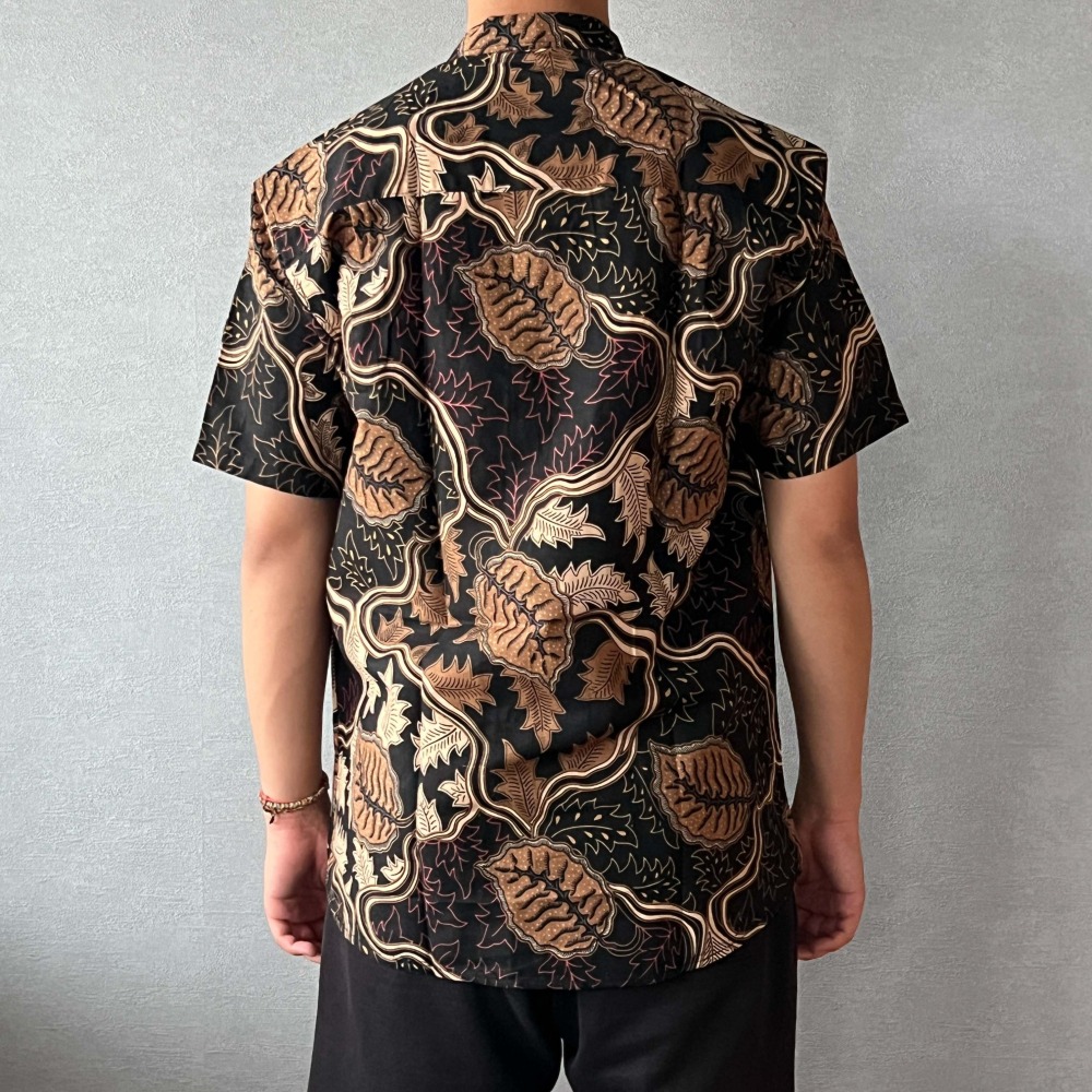 ARJUNA 大尺碼短袖襯衫 - Black Brown 黑棕葉 - ARJ005-細節圖4