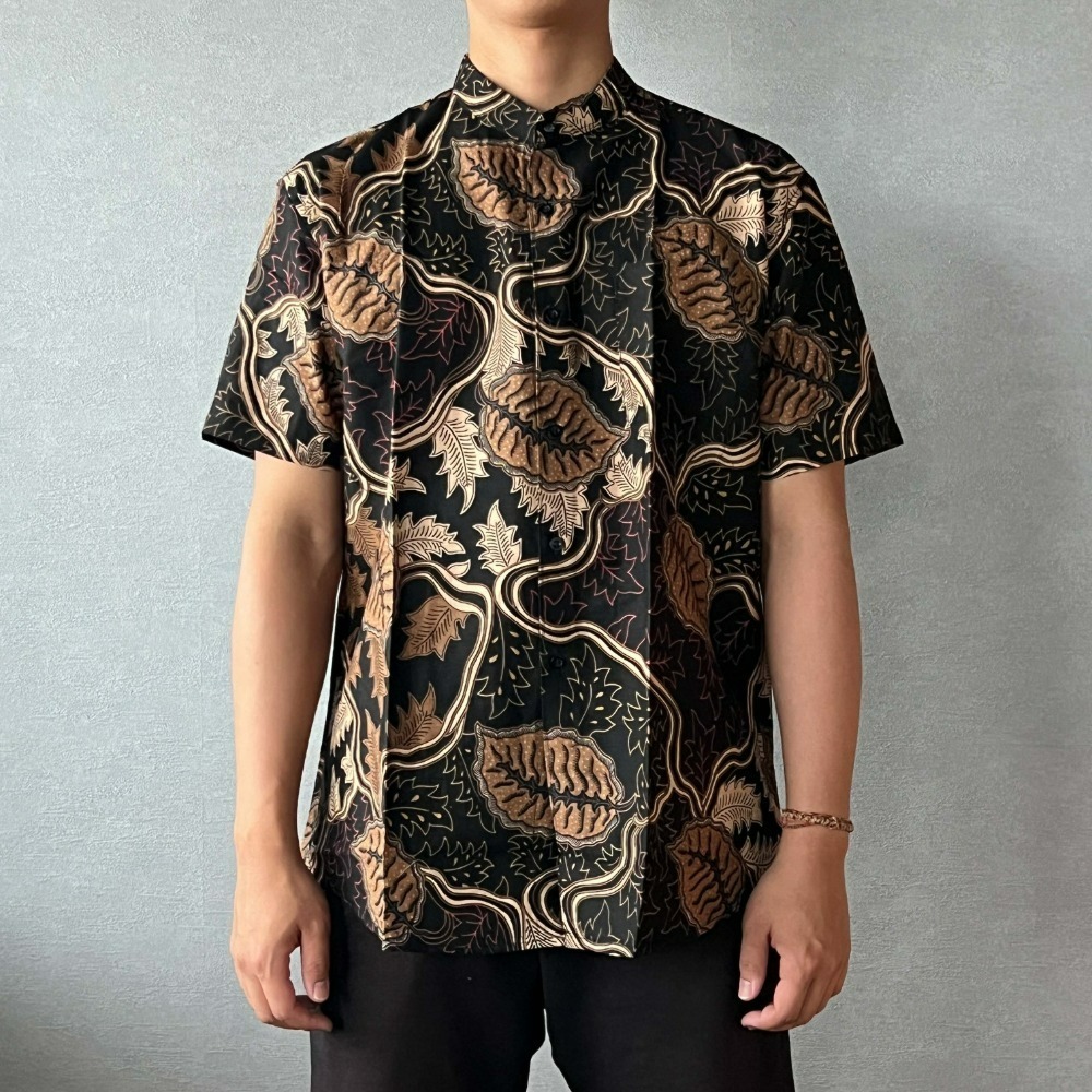 ARJUNA 大尺碼短袖襯衫 - Black Brown 黑棕葉 - ARJ005-規格圖5