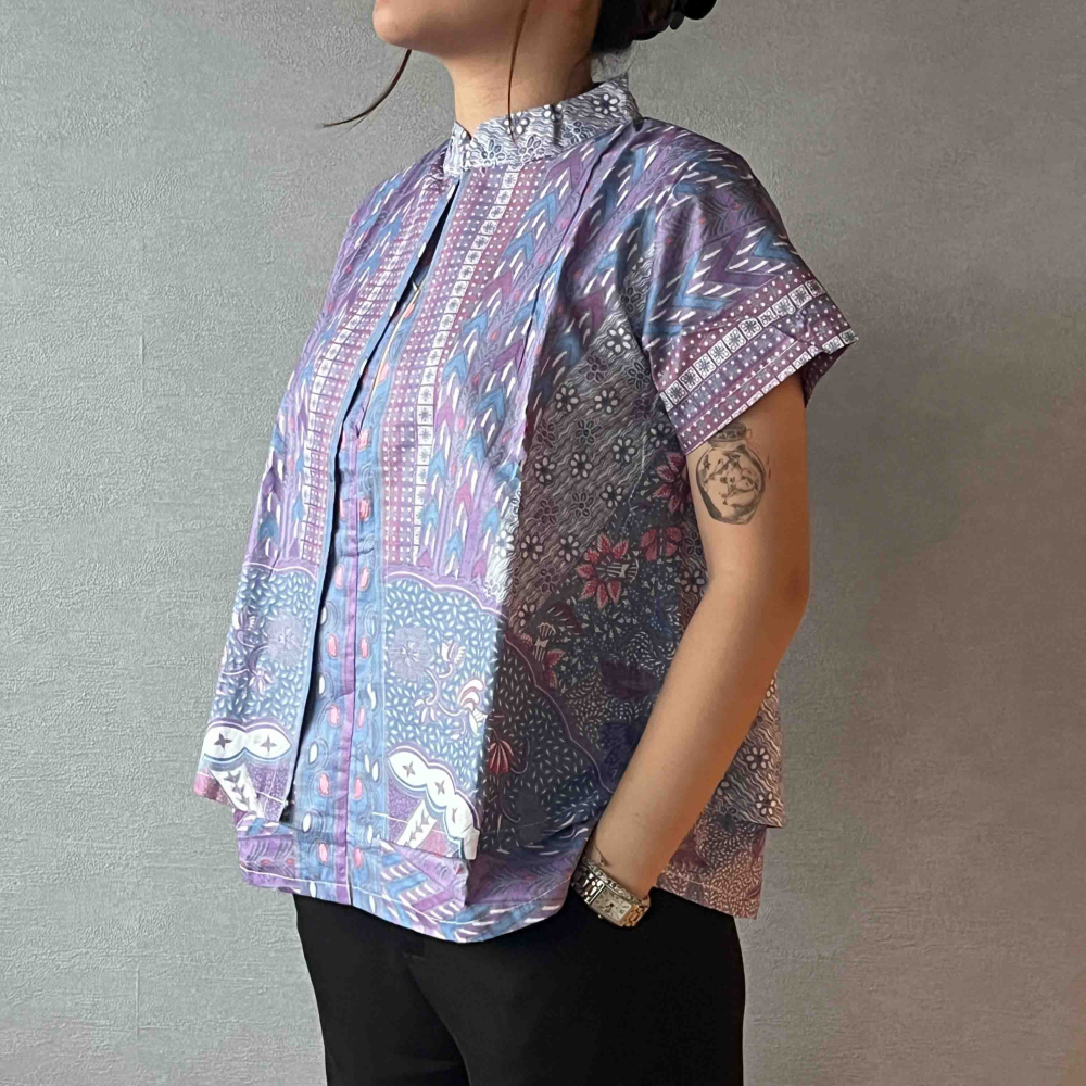 【INBATIC】KUSUMA - Purple 紫 - Batik Layered Top 雙層上衣-細節圖2