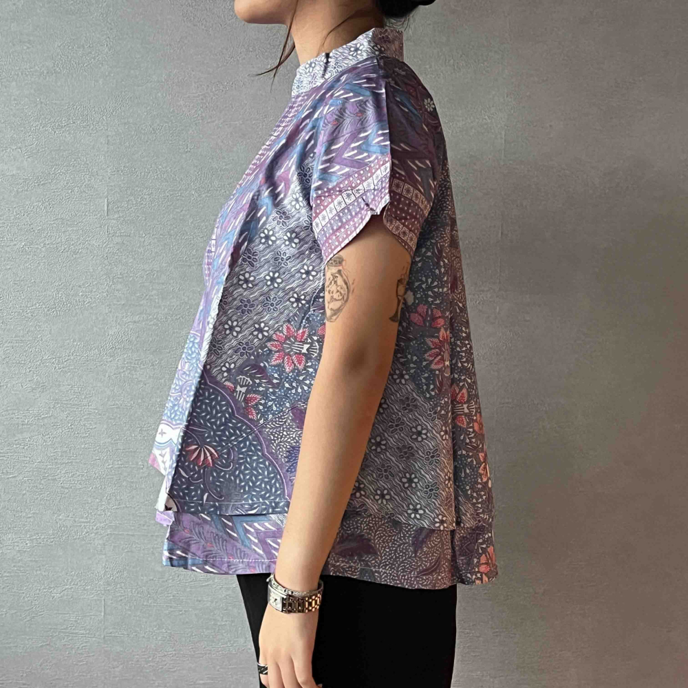 【INBATIC】KUSUMA - Purple 紫 - Batik Layered Top 雙層上衣-細節圖3