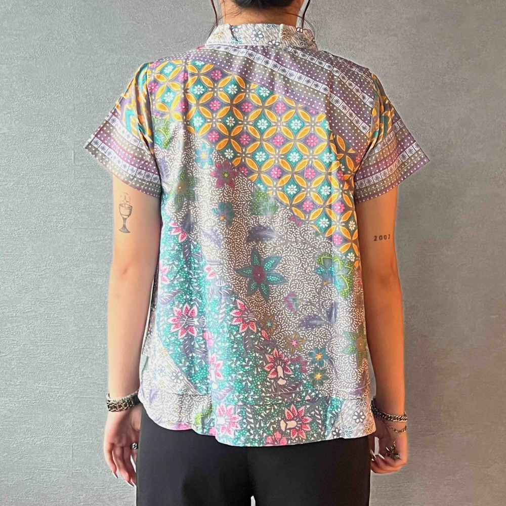 【INBATIC】KUSUMA - Purple Teal 紫青 - Batik Layered Top 雙層上衣-細節圖4