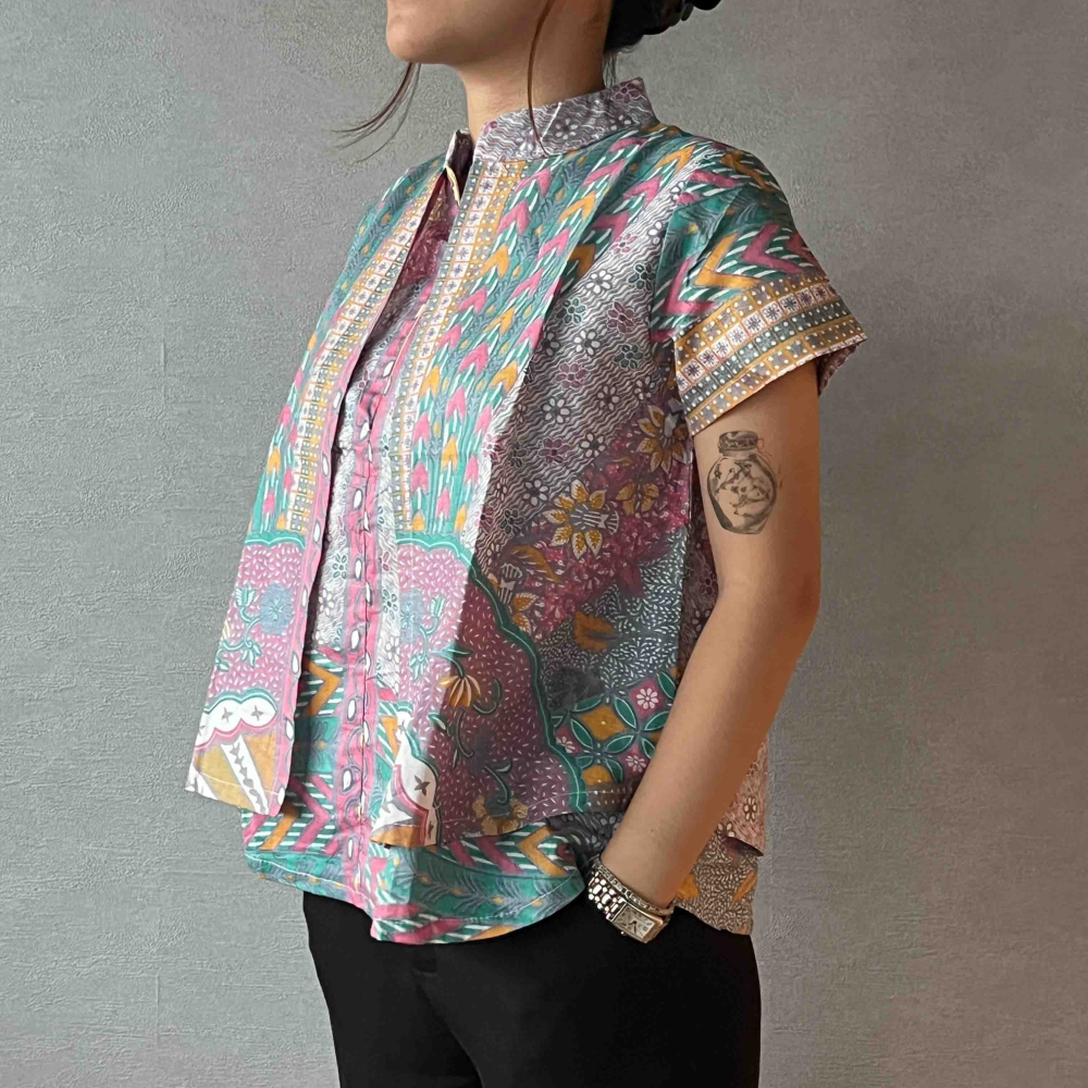 【INBATIC】KUSUMA - Pink Teal 粉紅青 - Batik Layered Top 雙層上衣-細節圖2