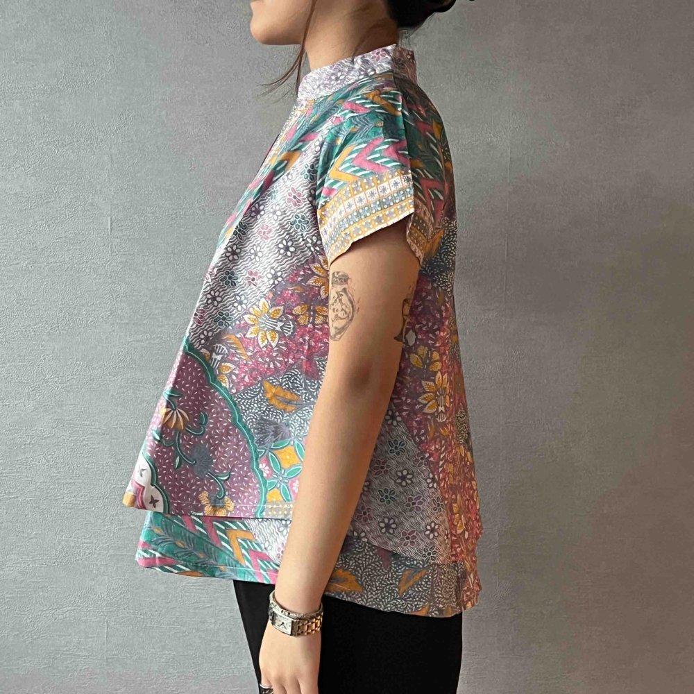 【INBATIC】KUSUMA - Pink Teal 粉紅青 - Batik Layered Top 雙層上衣-細節圖3